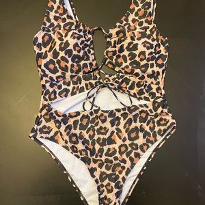 Shein leopard print one piece swim suit